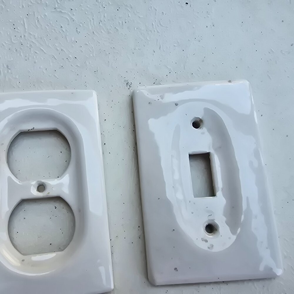Vintage White Porcelain Electrical Outlet Switch Cover Plates - Picture 4 of 10